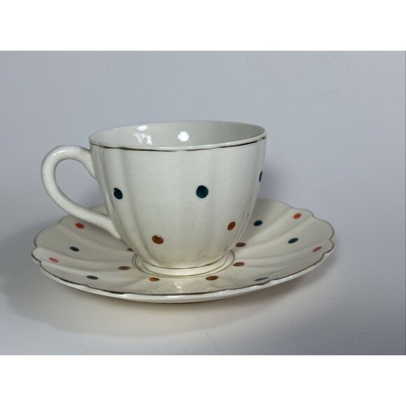 Retro Polka Dot Delicate Japan Tea Cup And Saucer VNTG - Picture 9 of 9